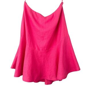 Lauren Ralph Lauren 100% Linen Pink Flare Midi Skirt Size 16